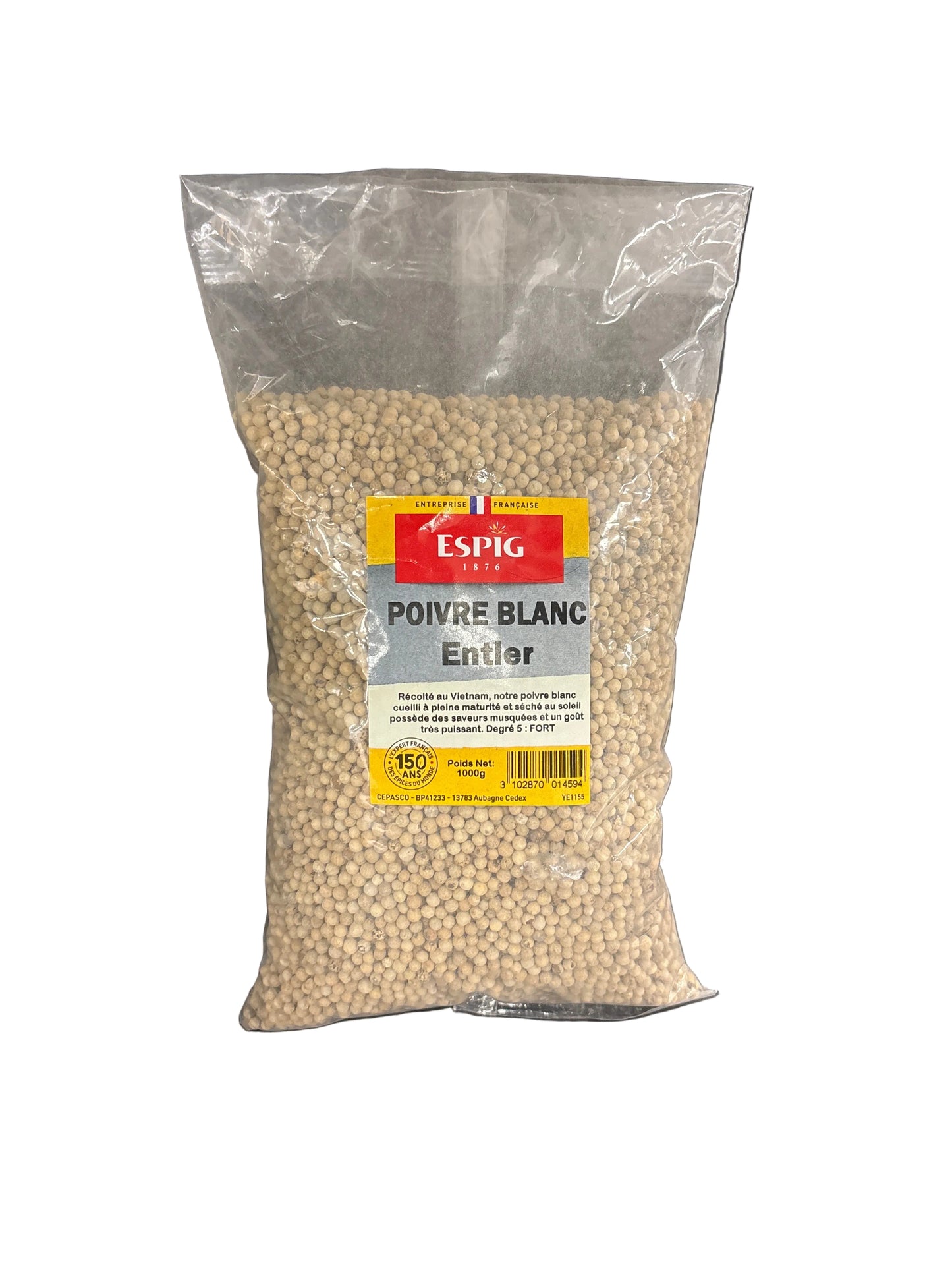 ESPIG - POIVRE BLANC ENTIER - 1000g
