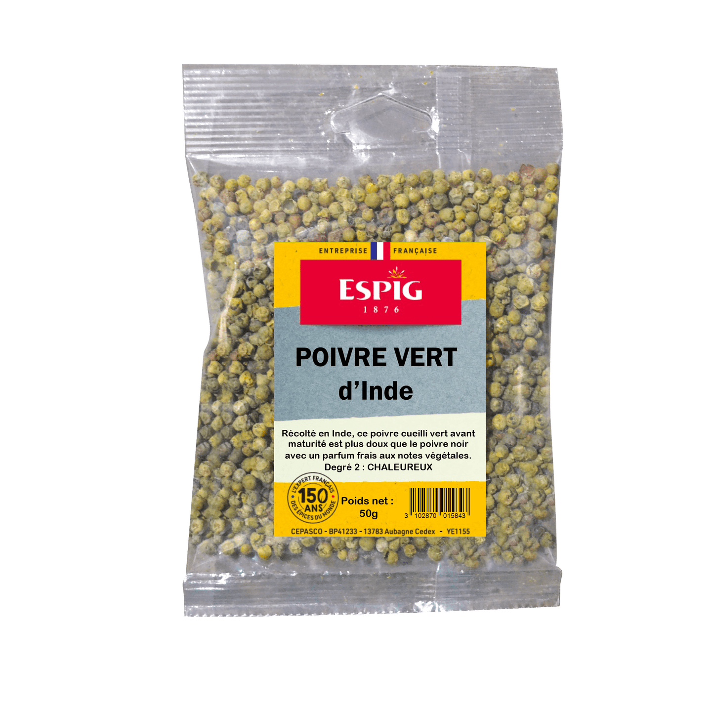 ESPIG - POIVRE VERT DESHYDRATE ENTIER - 50g
